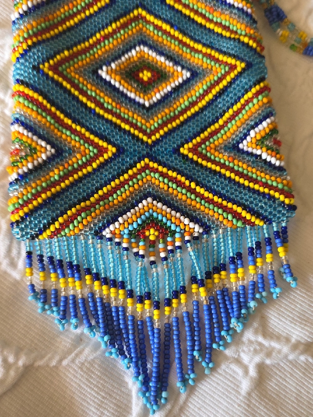 Handcrafted Multicolor Seed Bead Crossbody Bag with Fringe - Picture 2 of 6